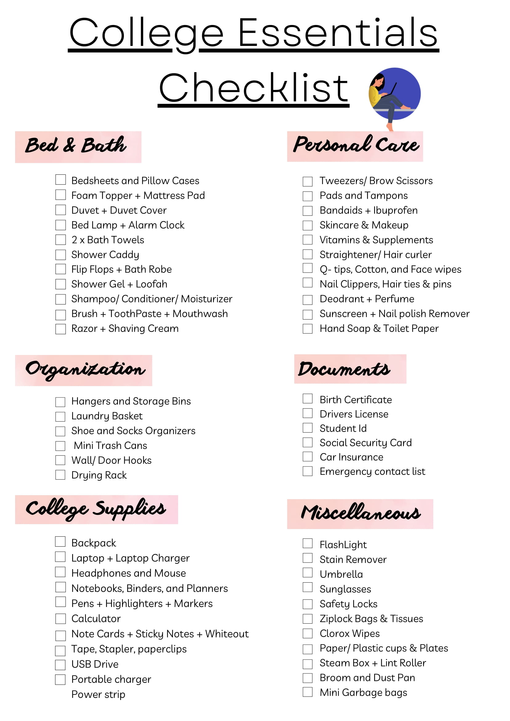 37 Free Printables for College Students - Life in Twentys